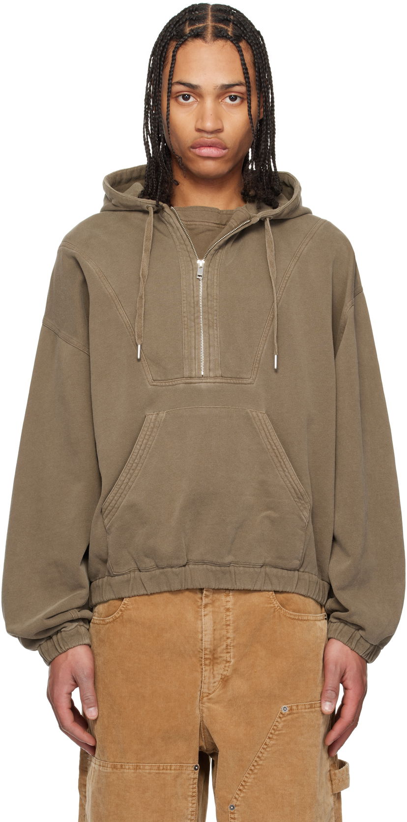 Sweatshirt ISABEL MARANT Isabel Marant Yanis Quarter-Zip Hoodie Grøn | 25PSW0155HA-C1G05H