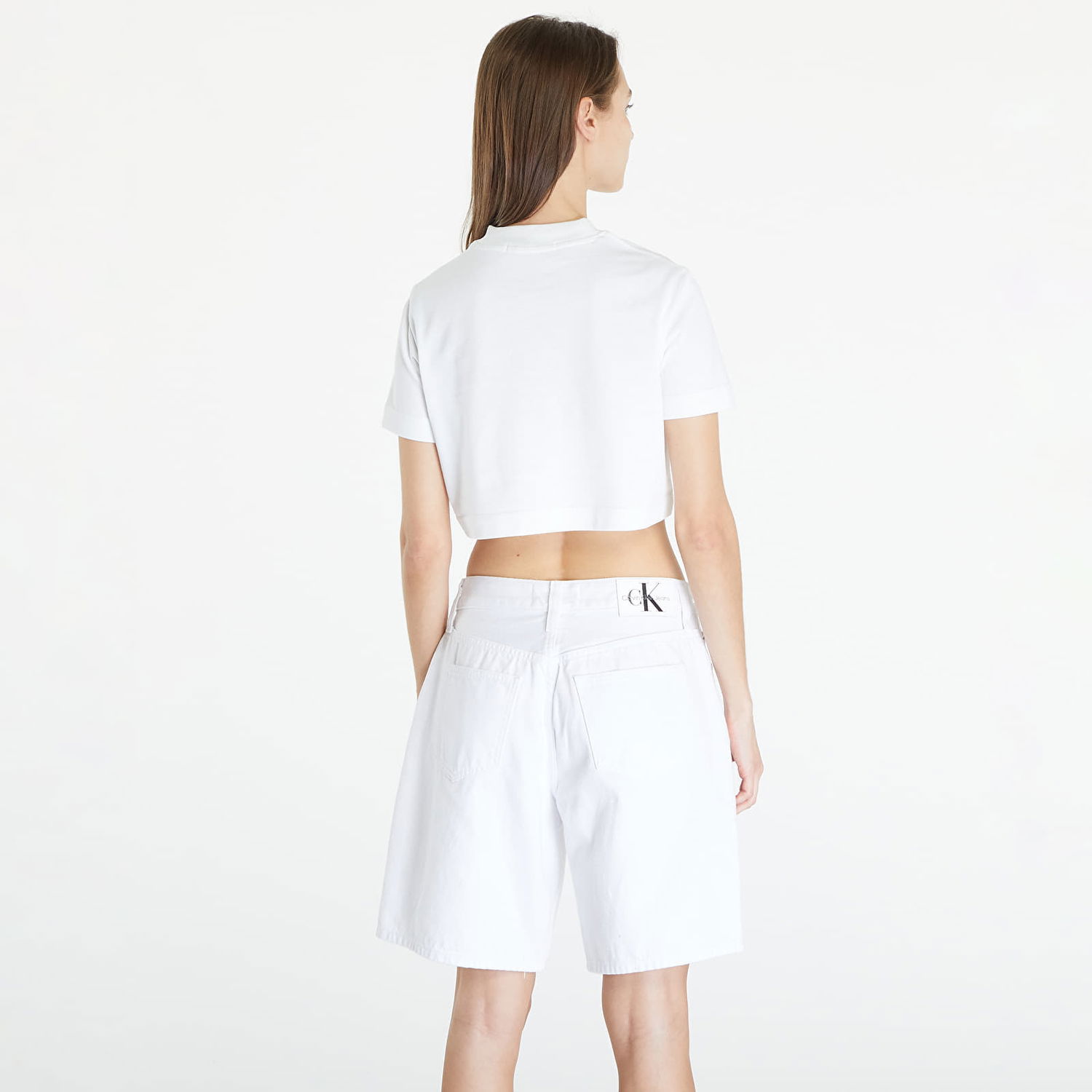 T-shirt CALVIN KLEIN Premium Monologo Cropped T-Shirt White Hvid | J20J223362 YAF, 1