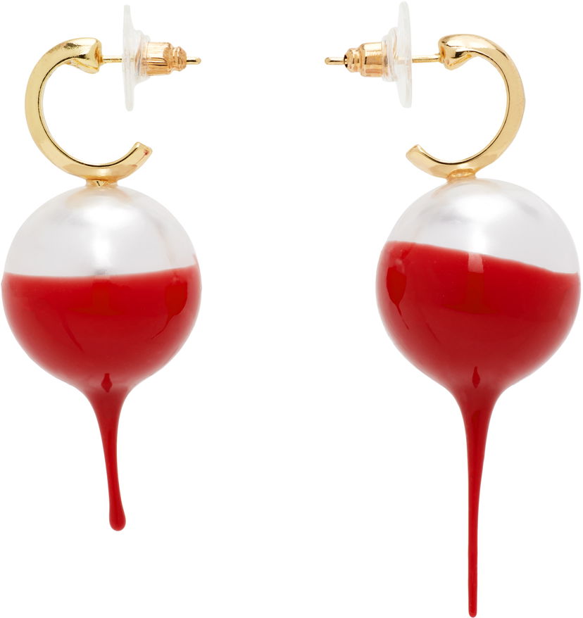 Øreringe Ottolinger Ottolinger Dipped Pearl Drop Earrings Rød | 125-902625-02
