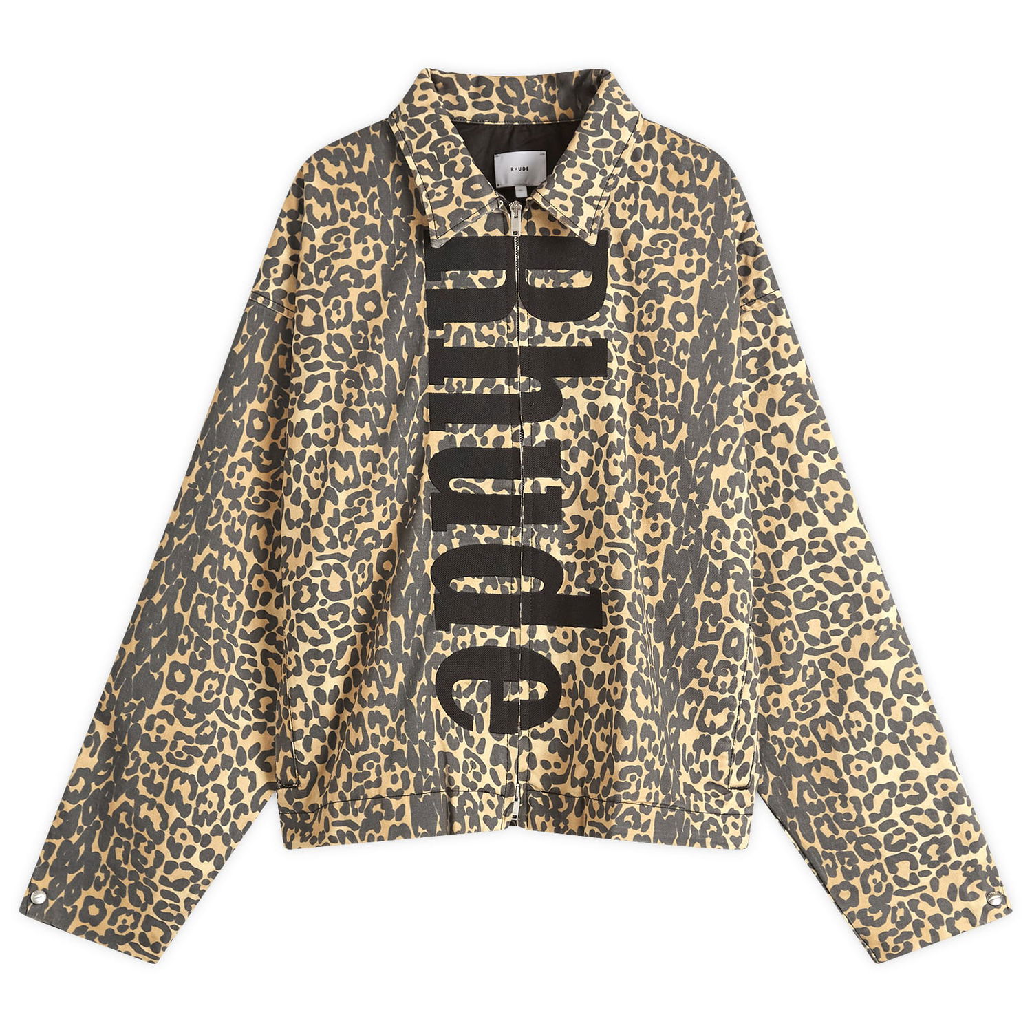 Jakke Rhude Rhude Leopard Work Jacket, Size Large Beige | RHSS25JA090120274, 0