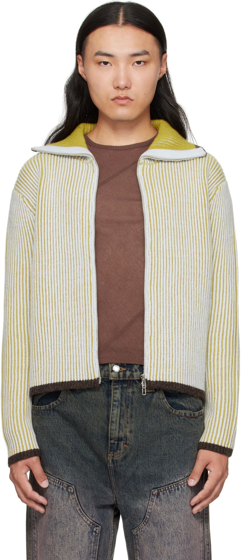 Sweater Eckhaus Latta Eckhaus Latta Huddle Zip Sweater Gul | 8267-EL-PF25-C
