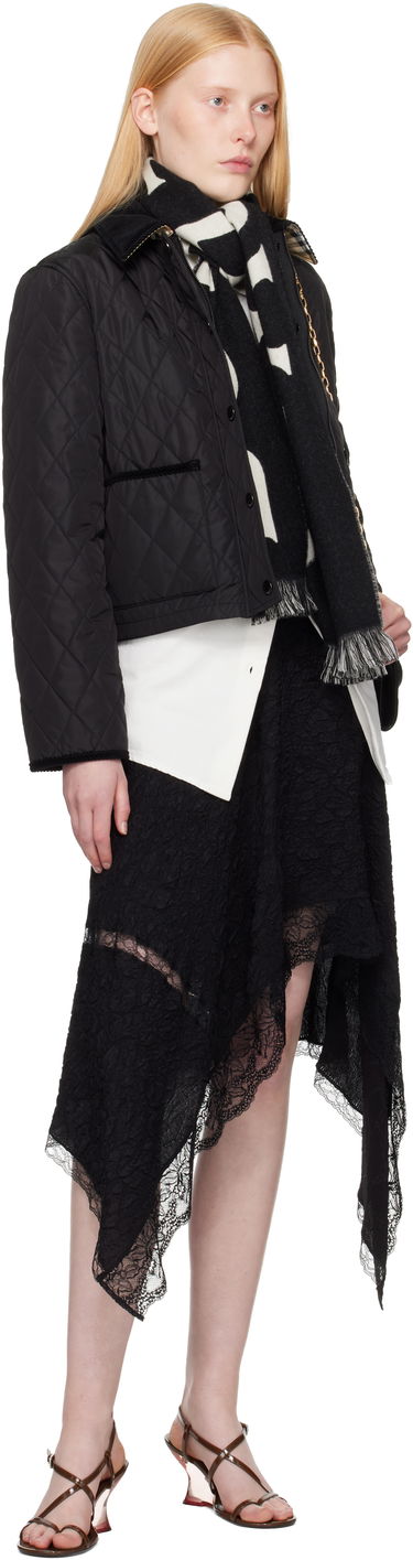 Tørklæde Burberry Burberry Text Wool Scarf Sort | 8109563, 4