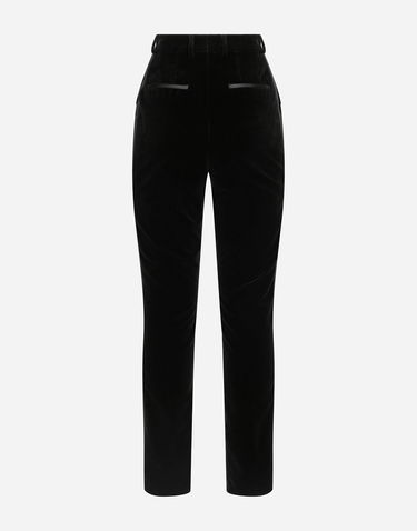 Bukser Dolce & Gabbana Velvet Tuxedo Pants Sort | FTC71TFUVG7N0000, 1