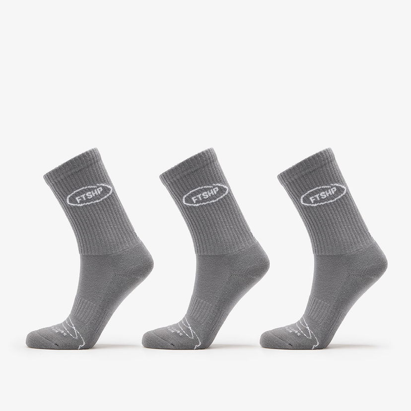 Sokker Footshop Basic Crew Socks 3-Pack Grey Grå | FTSHP_359