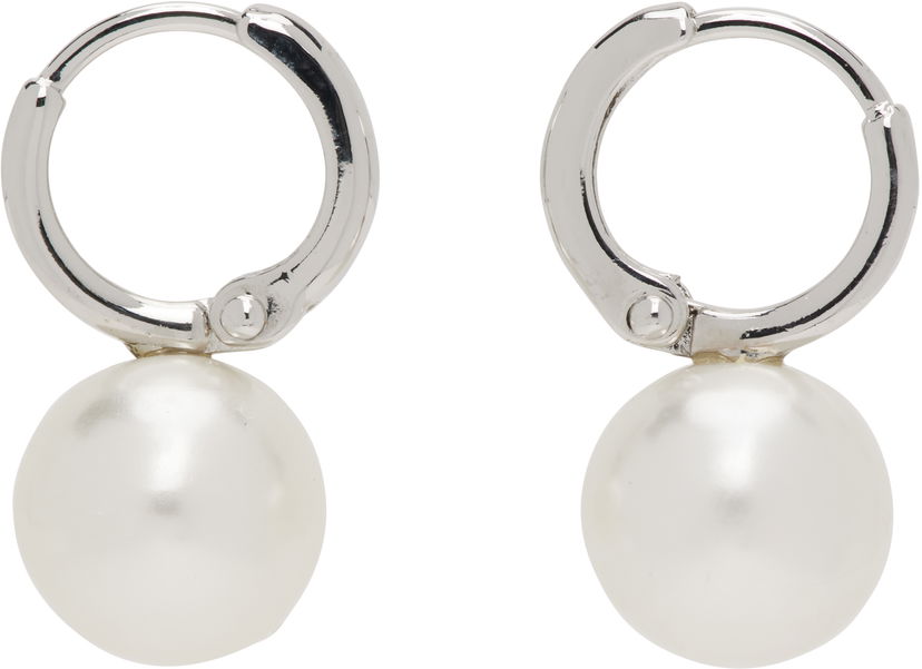 Øreringe Simone Rocha Simone Rocha Small Pearl Hoop Earrings Hvid | ERG84 0904