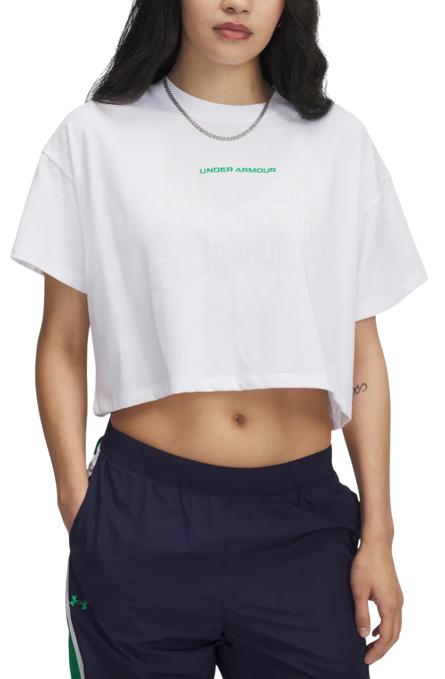 Crop top Under Armour Varsity Mix HW Crop Top Hvid | 1389156-101, 0