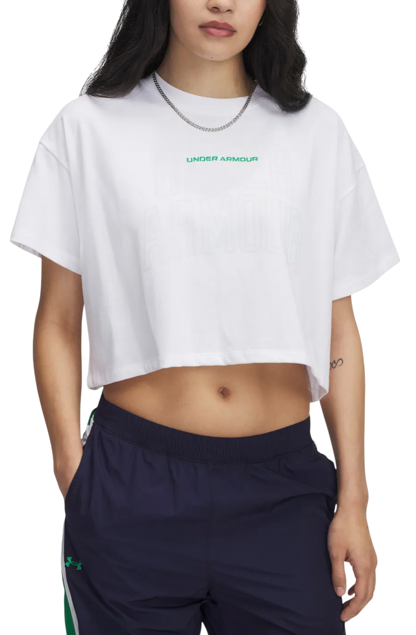 Crop top Under Armour Varsity Mix HW Crop Top Hvid | 1389156-101