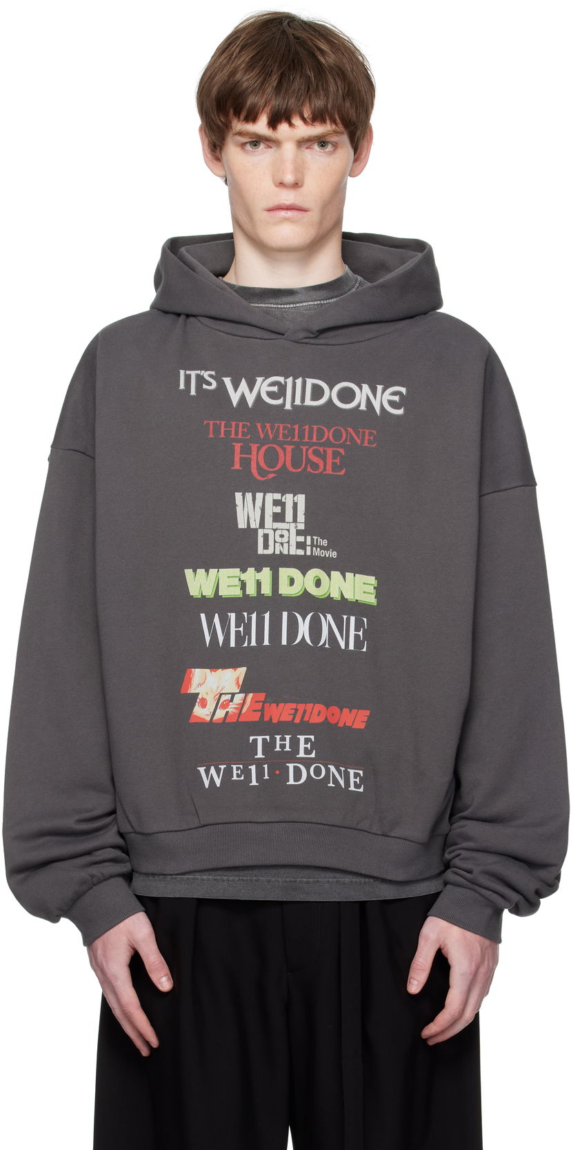 Sweatshirt We11done We11done Multi Logo Print Hoodie Grå | WD-TH2-25-832-U-GY