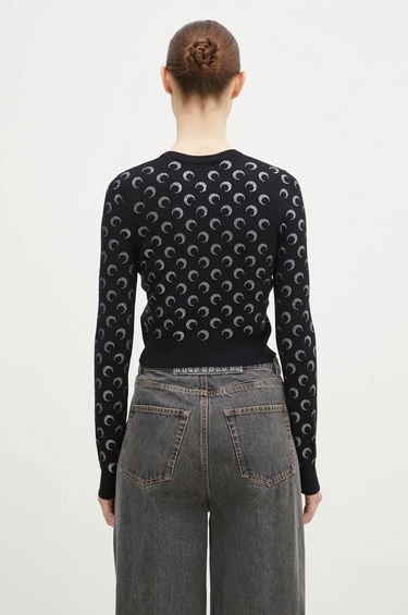Sweater Marine Serre Rhinestoned Knit Fitted Cardigan Sort | WTK011A-BK99, 2
