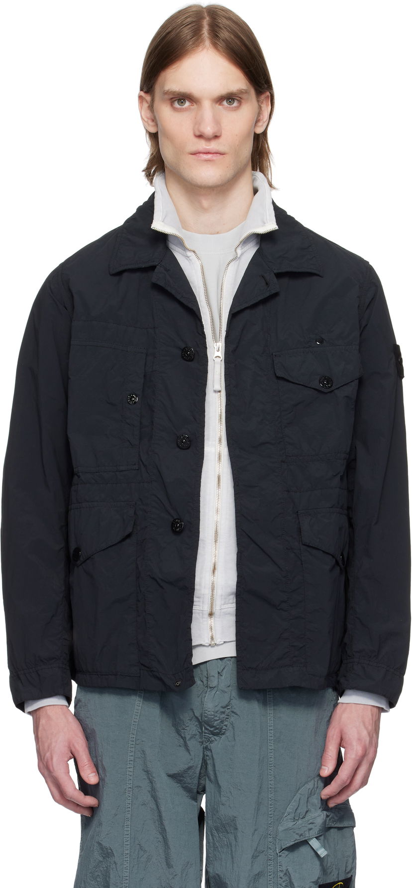 Vindjakke Stone Island Stone Island Nylon Ghost Jacket Sort | K1S15 4100033 S00F6
