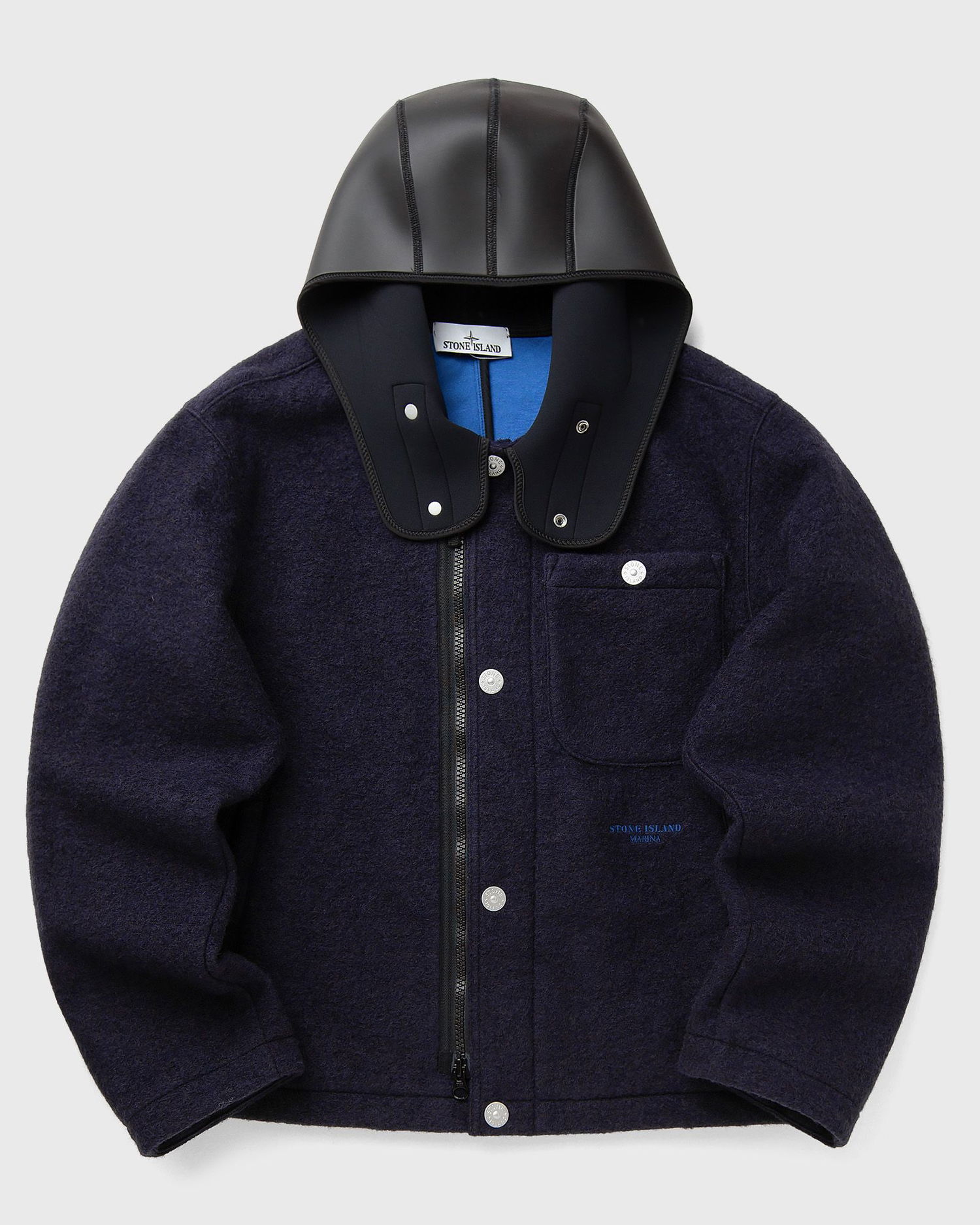 Jakke Stone Island Fleece Jacket with Neoprene Hood Mørkeblå | K2S15Q100021S0X22.V002A, 0
