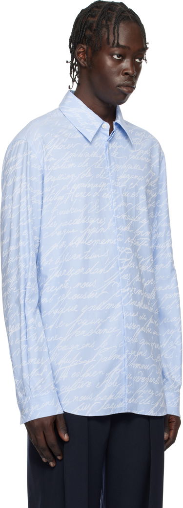 Skjorte Balmain Love Letter Print Shirt Blå | EH1HS405CF82, 1