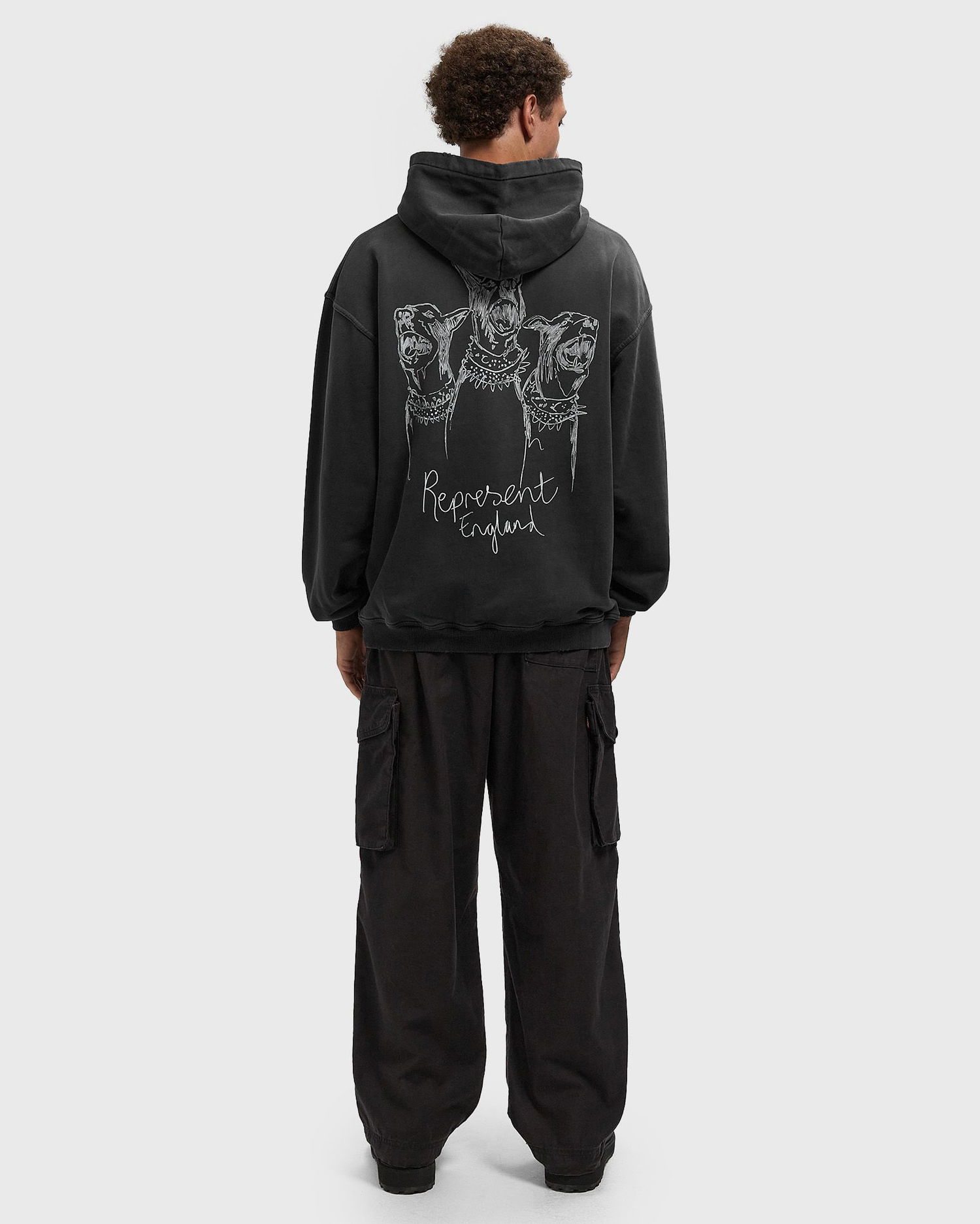 Sweatshirt Represent Clo Hand Drawn Thoroughbred Dogs England Hoodie Sort | MLM100556-03, 1
