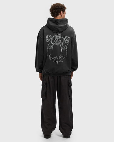 Sweatshirt Represent Clo Hand Drawn Thoroughbred Dogs England Hoodie Sort | MLM100556-03, 1