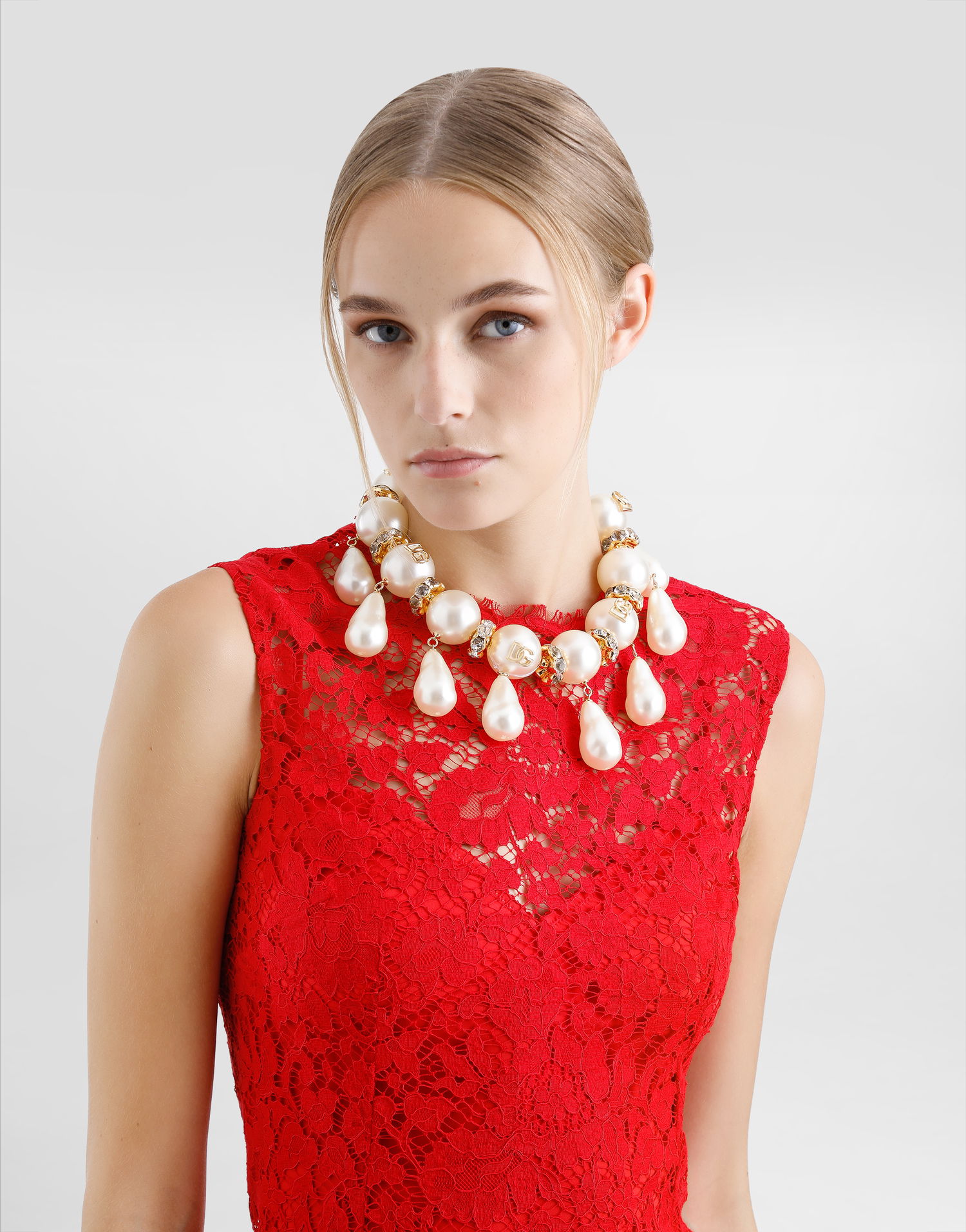 Halskæde Dolce & Gabbana Maxi-necklace With Spheres, Teardrop Accents And Dg Logo Flerfarvet | WNR2E3W1111W0111, 1