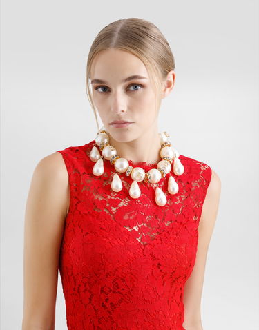 Halskæde Dolce & Gabbana Maxi-necklace With Spheres, Teardrop Accents And Dg Logo Flerfarvet | WNR2E3W1111W0111, 1