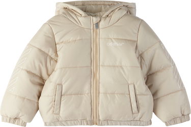 Puffer jakke Off-White Off-White Bookish Diag Short Puffer Jacket Beige | OB7X001F24FAB0011701, 0
