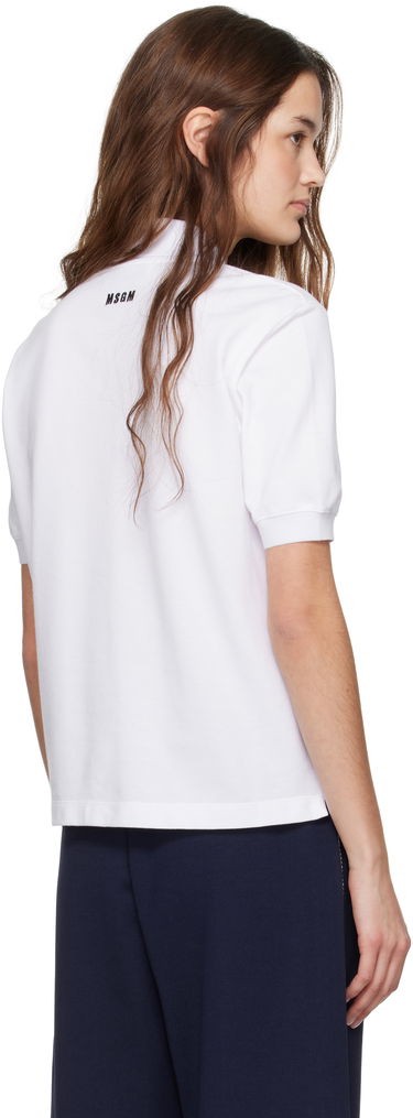 Polo skjorte MSGM MSGM Logo Patch Polo Hvid | 3841MDM80 257137, 2