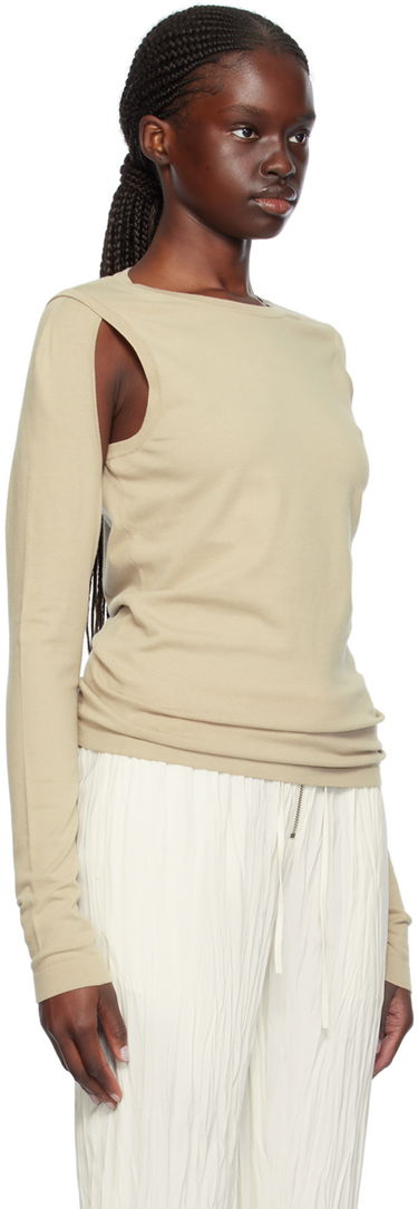 T-shirt Helmut Lang Cutout Long Sleeve Beige | O02HW703, 1