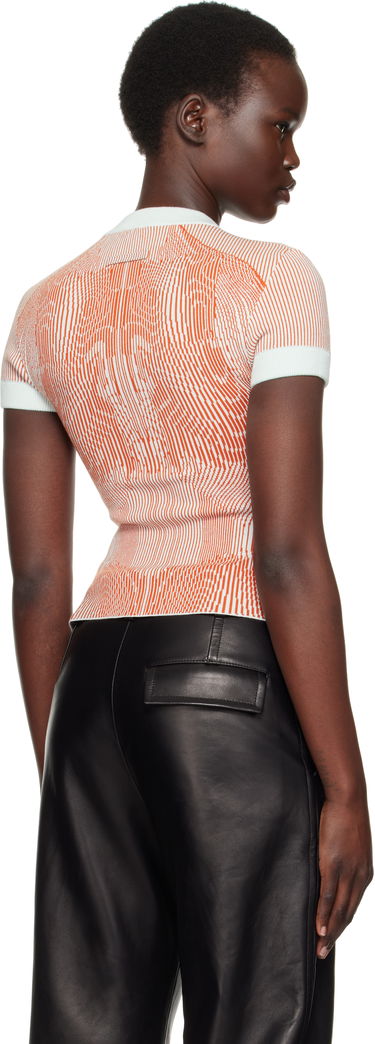 T-shirt Jean Paul Gaultier Jean Paul Gaultier Morphing Pinstripes Jacquard Knit T-Shirt Orange | 25/33-F-TS110-M084-4215, 2