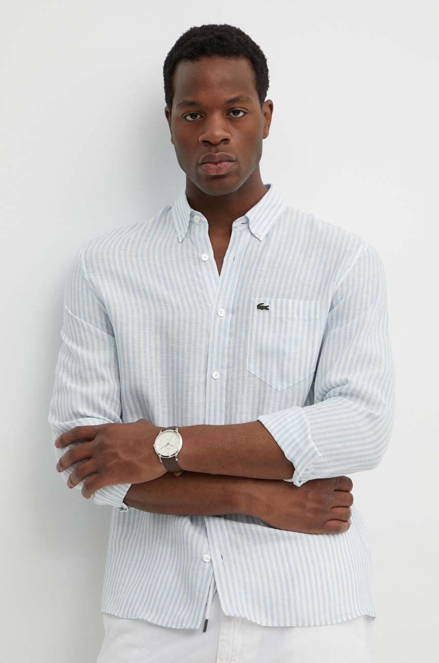 Skjorte Lacoste Lacoste Linen Regular Fit Button-Down Shirt Blå | CH6985, 0