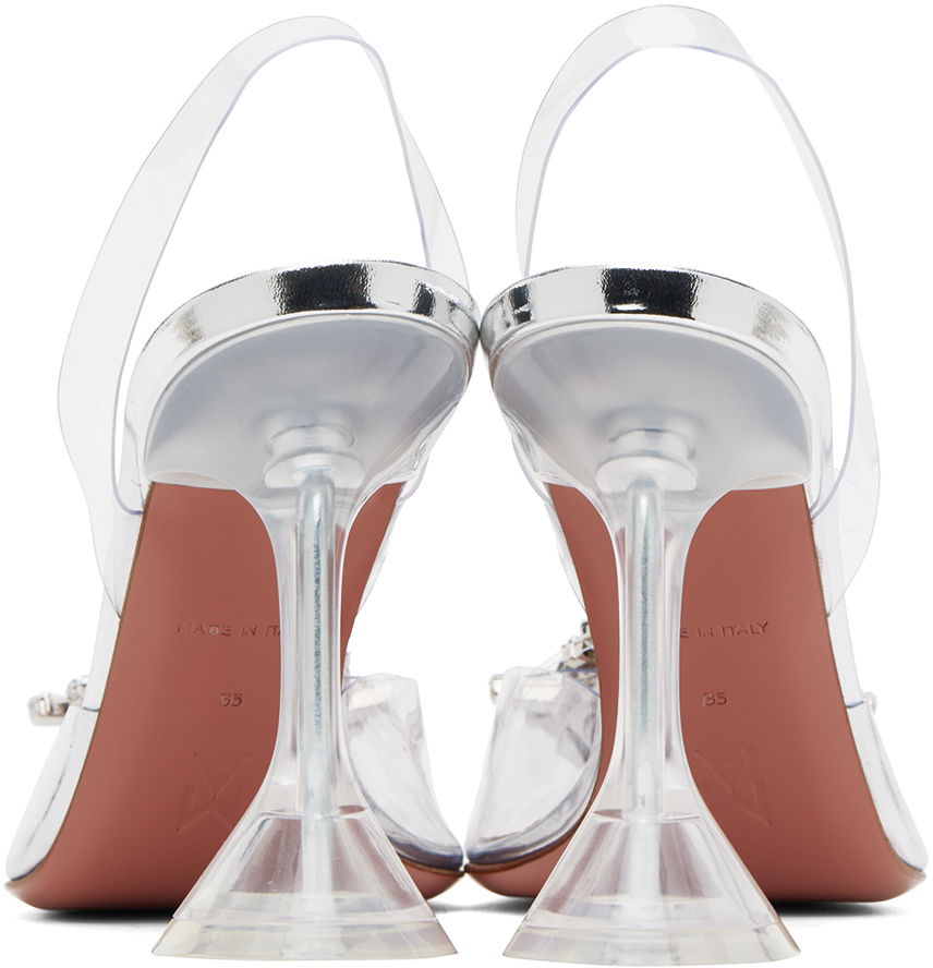 Sneakers og sko Amina Muaddi Transparent Begum Glass Slingback Heels Hvid | BEGUM GLASS SLING CL PVC, 1