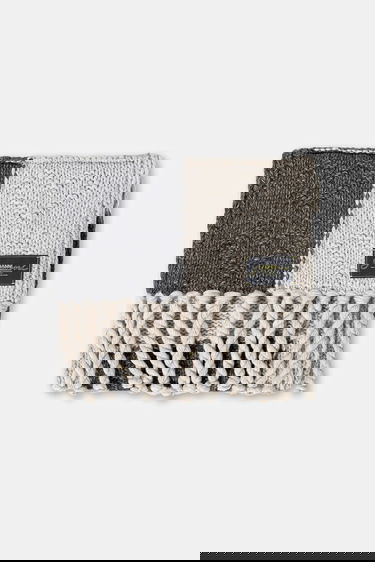 Tørklæde GANNI Knitted Wool Cotton Bubble Patchwork Scarf Flerfarvet | A6662, 1