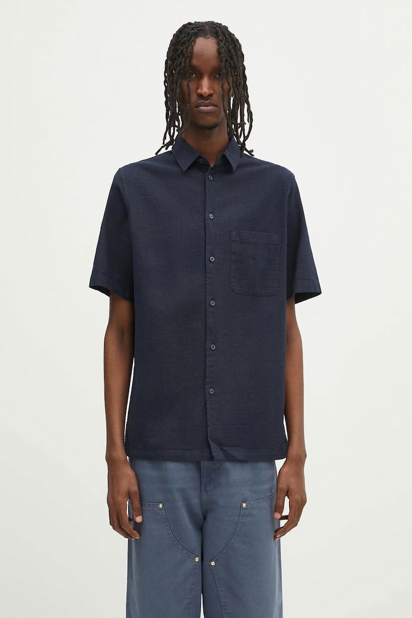 Skjorte Samsoe Samsoe Samsoe Samsoe Sataro Regular Fit Linen Shirt Mørkeblå | M25100063