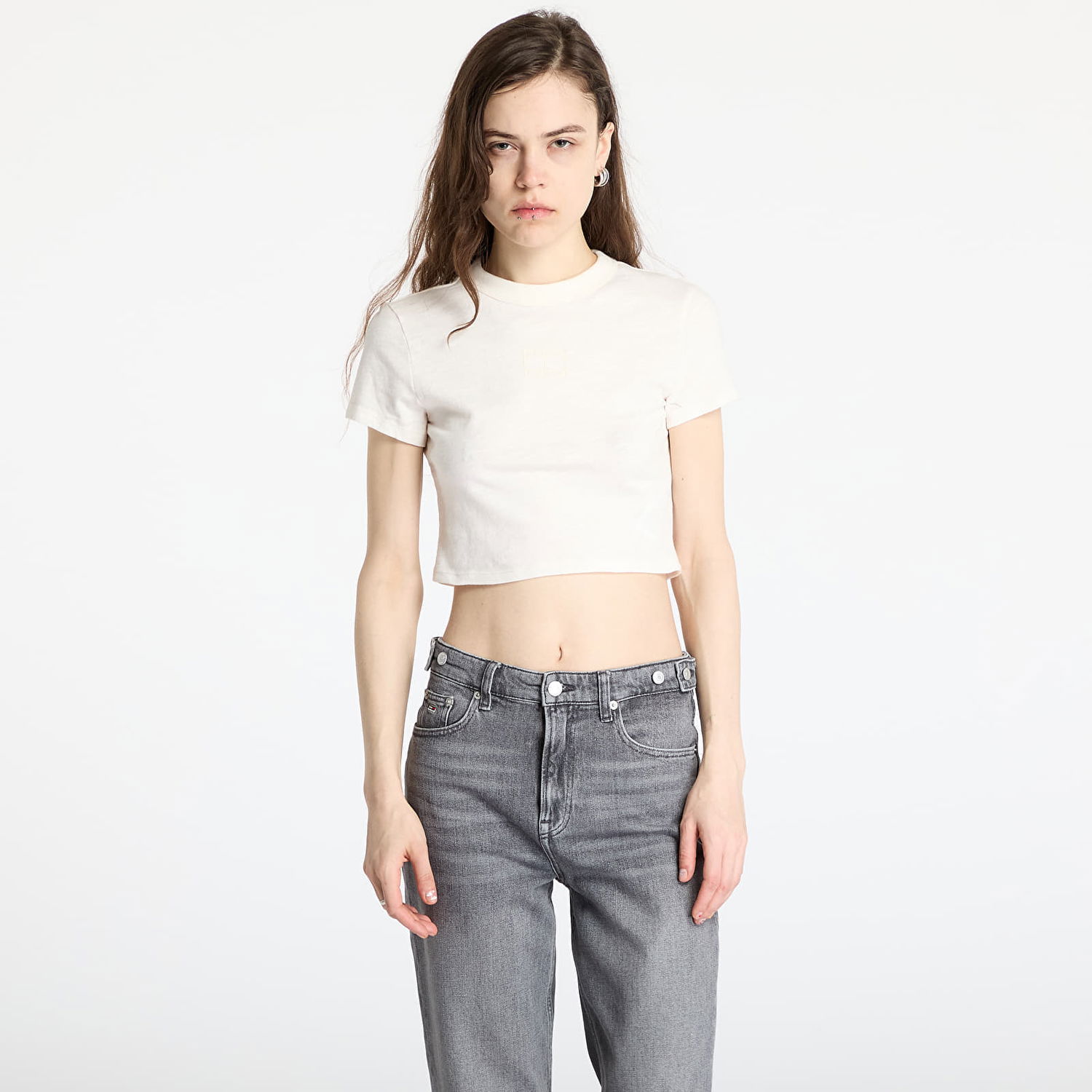 Crop top Tommy Hilfiger Tommy Jeans Slim Crop T-Shirt Hvid | DW0DW20329 YBH, 0