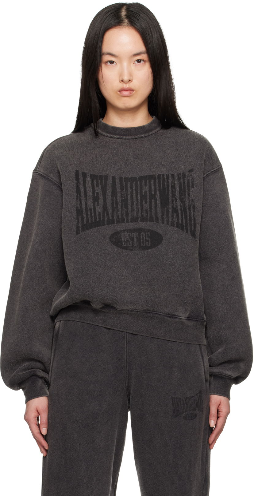 Sweater Alexander Wang Alexander Wang Distressed Logo Sweatshirt Grå | 4CC2251539