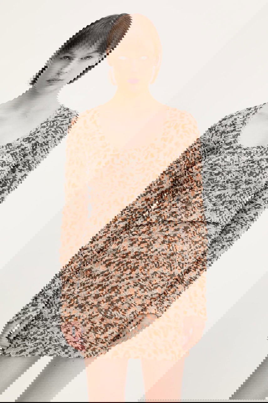 Nederdel Nanushka Nanushka JYLAN Patterned Knit Top and Mini Skirt Set Beige | NW25SSTP30574, 0