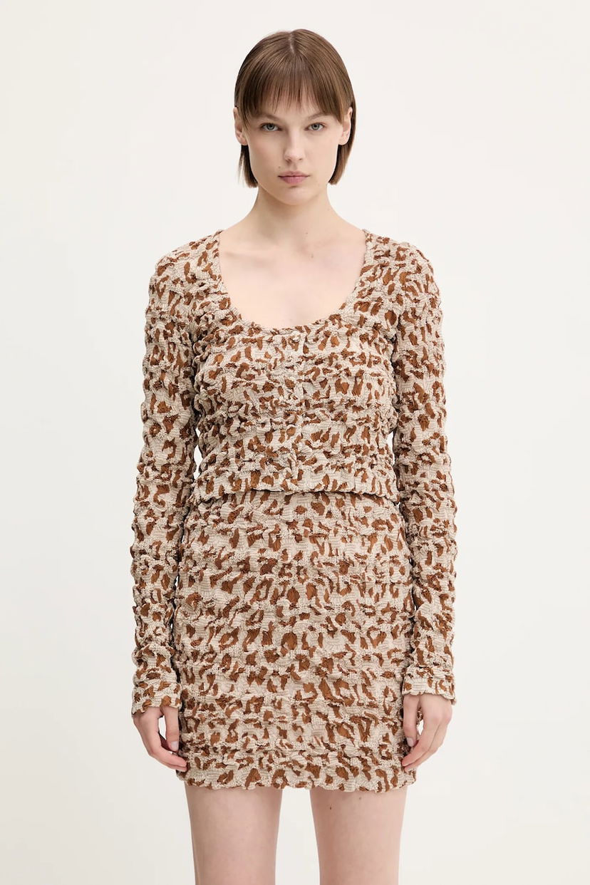 Nederdel Nanushka Nanushka JYLAN Patterned Knit Top and Mini Skirt Set Beige | NW25SSTP30574
