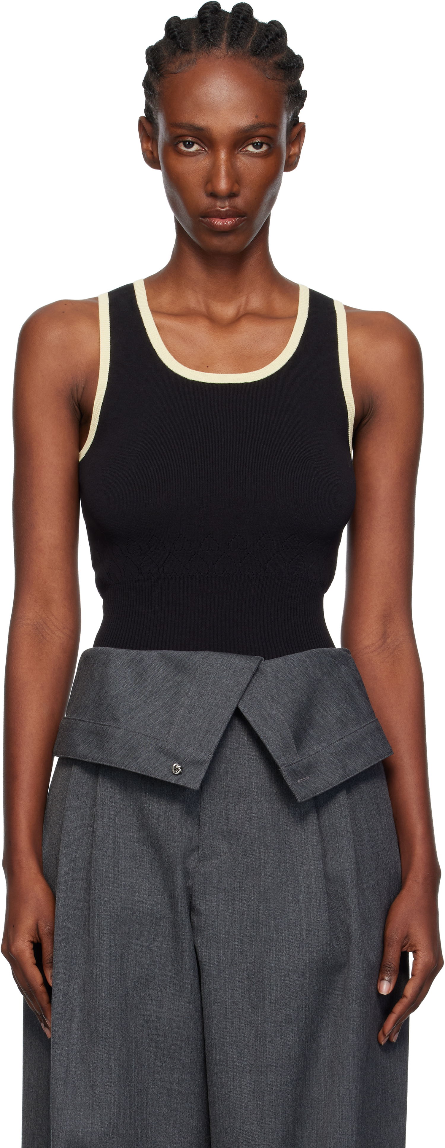 Tanktop JW Anderson JW Anderson Contrast Trim Ribbed Knit Tank Top Sort | KW1442-YN0432, 0