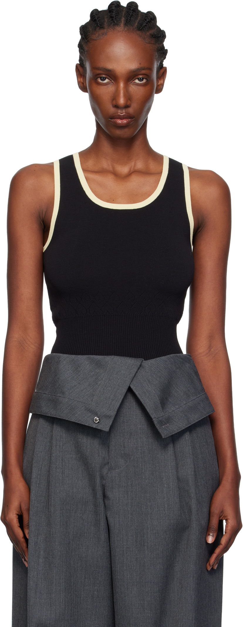Tanktop JW Anderson JW Anderson Contrast Trim Ribbed Knit Tank Top Sort | KW1442-YN0432