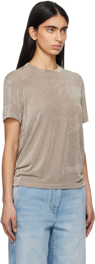 T-shirt AMI AMI Paris Shiny Jersey Short Sleeve T-Shirt Beige | FTS146.JE0110, 1