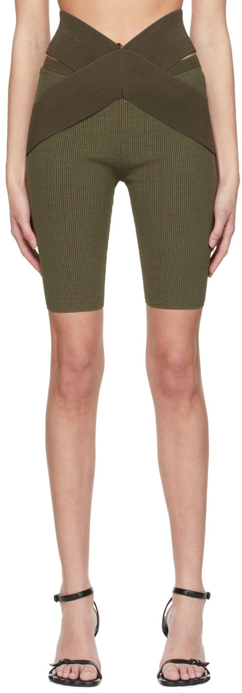 Shorts Dion Lee Cross Waistband Ribbed Bike Shorts Grøn | C7081S22