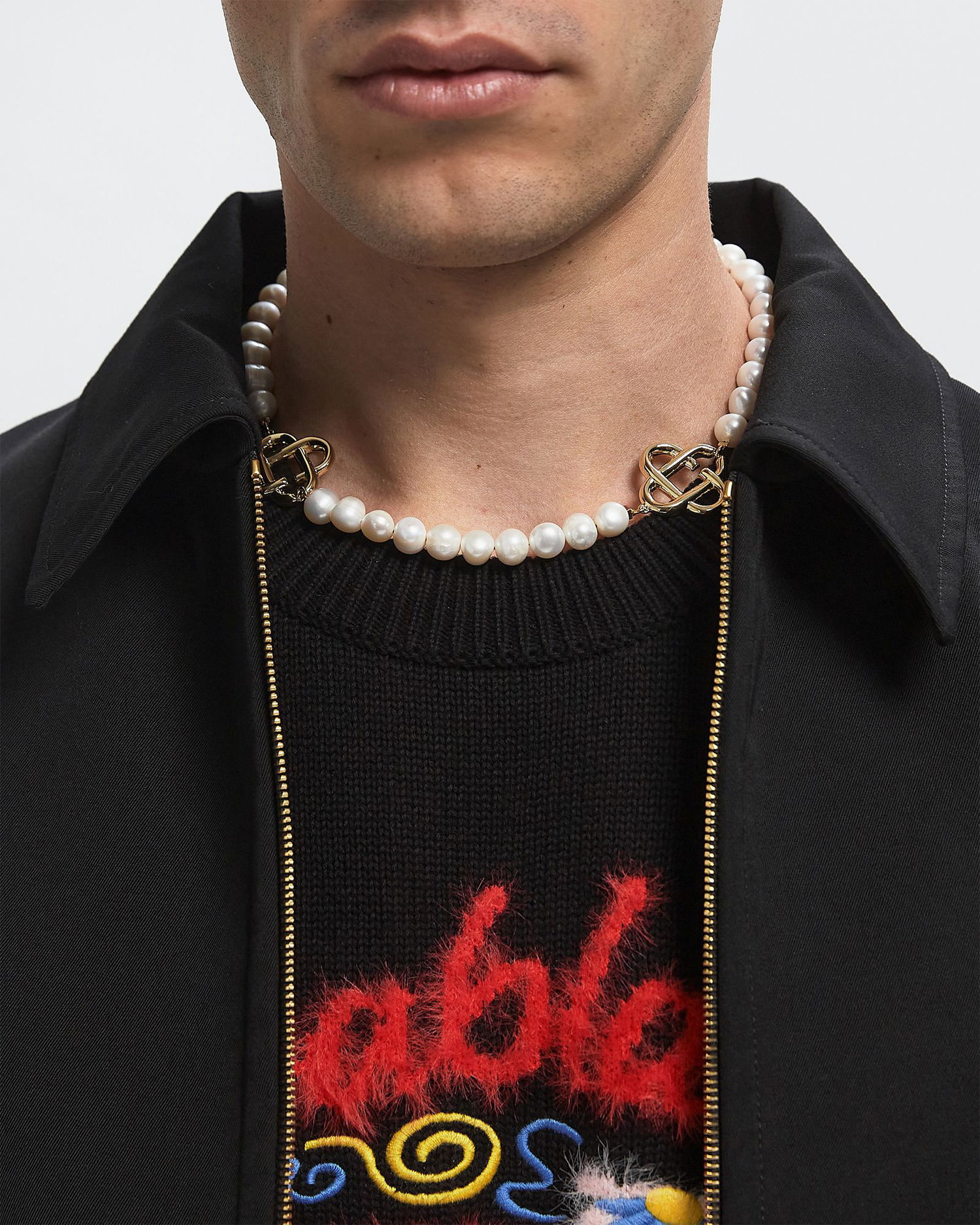 Halskæde Casablanca Pearl Logo Necklace Hvid | APF25-JW-085-01, 1