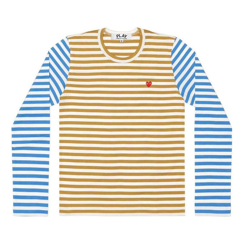T-shirt Comme des Garçons PLAY Long Sleeve Striped T-Shirt Blå | AZ-T318-051-5