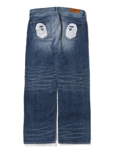Jeans BAPE Ape Head Relaxed Fit Denim Jeans Mørkeblå | 1I80-150-001