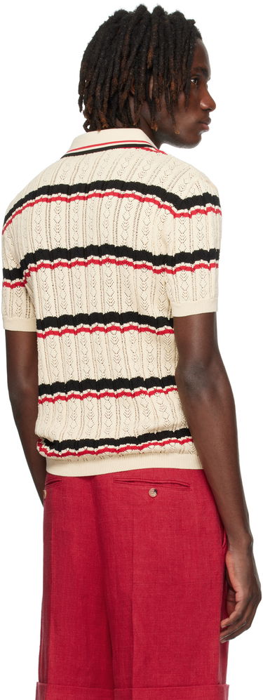 Polo skjorte Valentino Valentino Striped Knit Polo Beige | 7V3KP03XB0S, 2