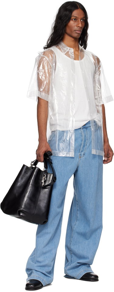 Skjorte Dries Van Noten Dries Van Noten Transparent Nylon Button-Up Shirt Hvid | 251-020700-1257, 3
