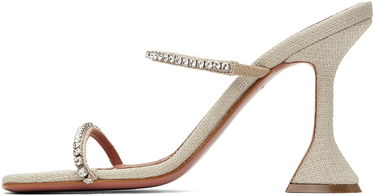 Tilbehør Amina Muaddi Amina Muaddi Gilda Crystal-Embellished Heeled Sandals Beige | GILDA SLIPPER CL CANVAS, 2