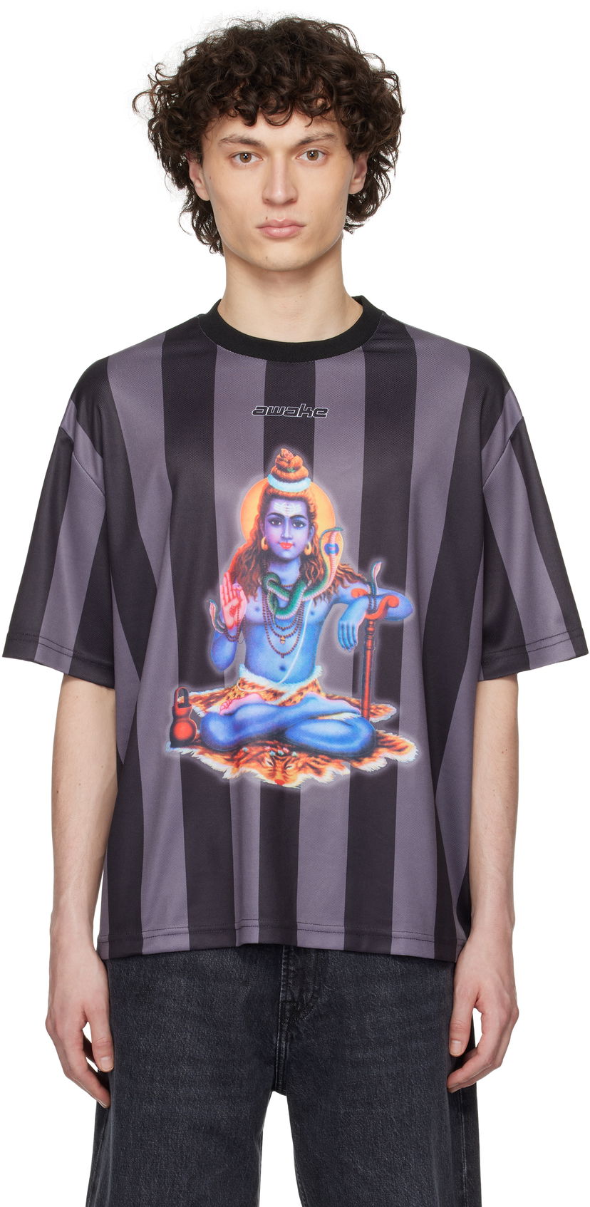 T-shirt Awake NY Awake NY Retro Soccer Jersey T-Shirt Sort | AWK-SP25-TP006