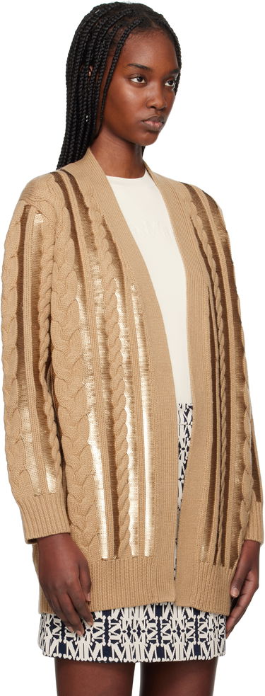 Sweater Max Mara Max Mara Cable Knit Sequin Cardigan Brun | 2511341011675, 1