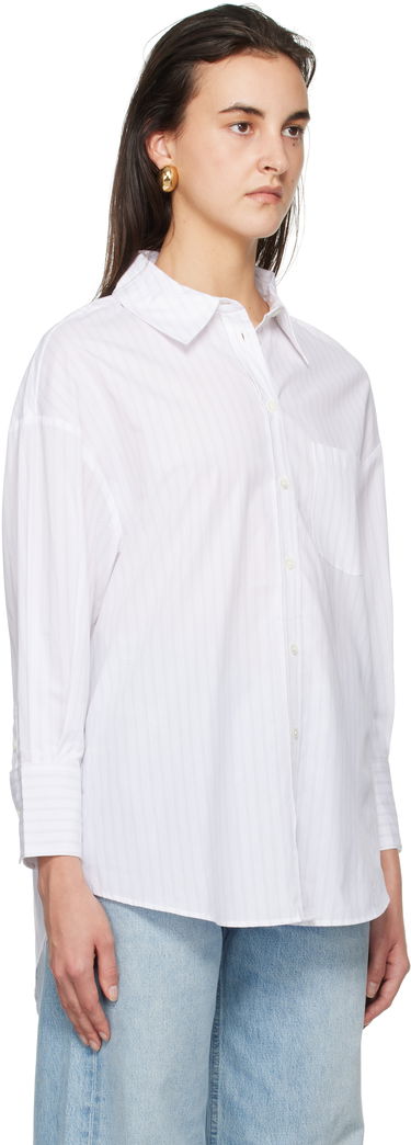 Skjorte Anine Bing Striped Oversized Cotton Shirt Hvid | A-07-10543-MTL31, 1