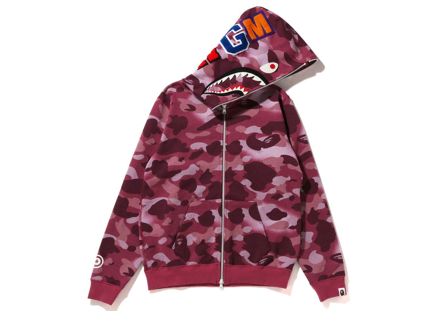 Sweatshirt BAPE GRID Camo Shark Full Zip Hoodie Bourgogne | 1I80-215-007, 0