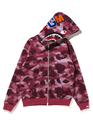 Sweatshirt BAPE GRID Camo Shark Full Zip Hoodie Bourgogne | 1I80-215-007