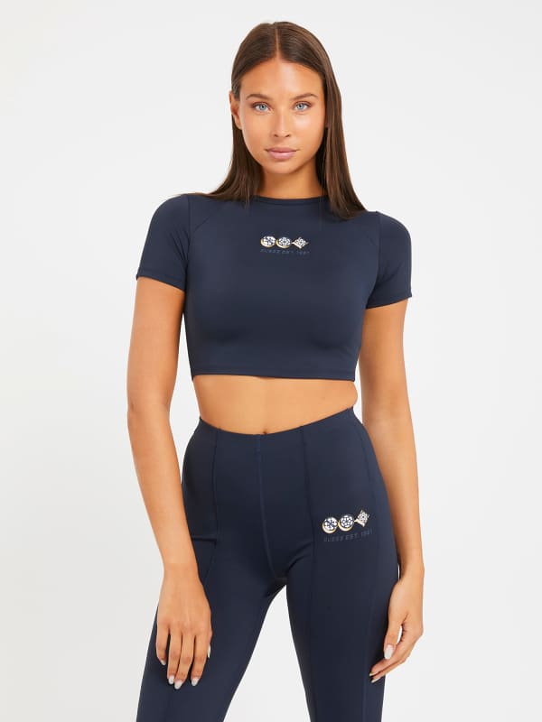 Crop top GUESS Front Logo Sort | V3BP19MC049, 0