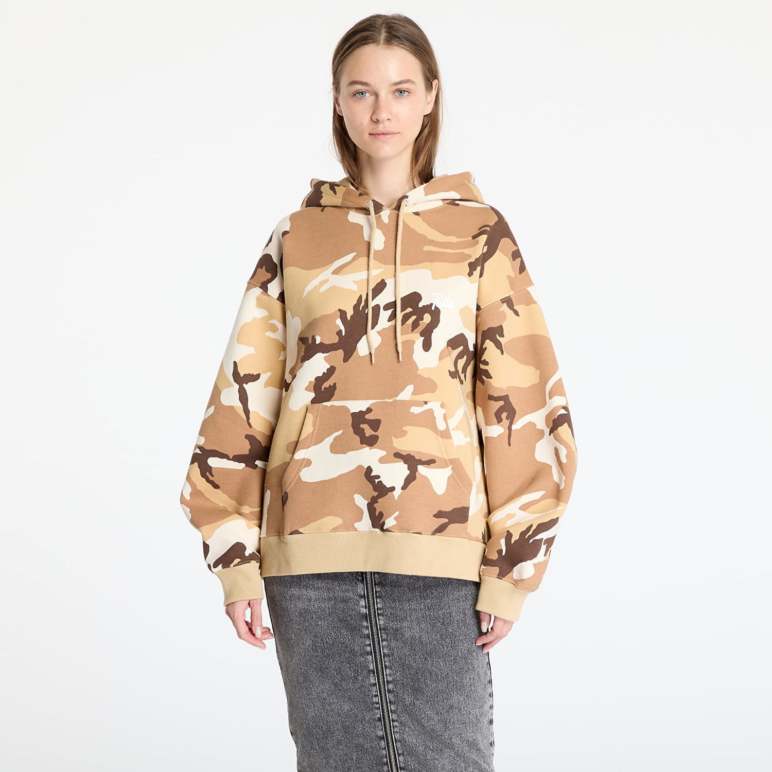 Sweatshirt Patta Patta Bark Woodland Camo Boxy Hoodie Beige | POC-SS25-2050-325-0006-193, 0
