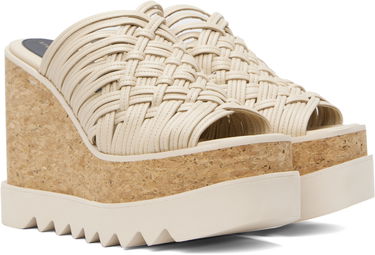 Tilbehør Stella McCartney Stella McCartney Sneak-Elyse Woven Platform Wedge Sandals Beige | 810545APADB0, 3